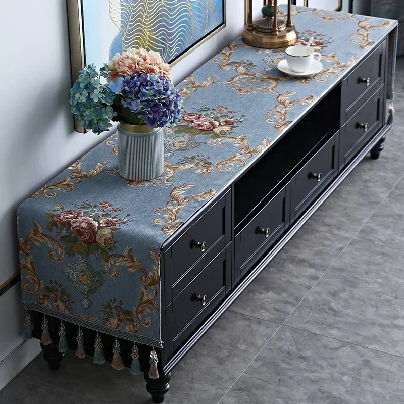 European TV Cabinet Cover Cloth Table Flag Tassel Tablecloth Table Runner Household TV Ark Dustproof Cover Dresser Cloth