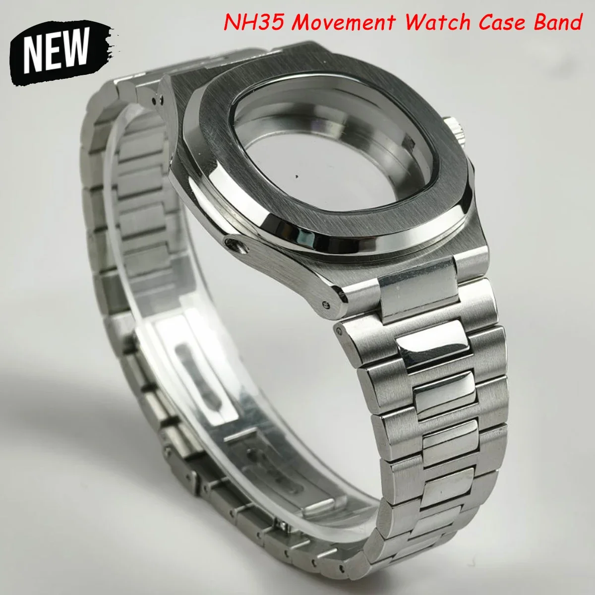 

39.5mm Watch Cases Watchband Parts Sapphire Crystal Glass For Modified Nautilus NH34 NH35 NH36 NH38 Movement Dial Waterproof