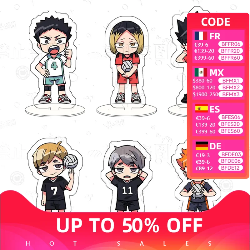 Cute Haikyuu Anime Standing Plates Tobio Kageyama Hinata Shouyou Cute Action Figures Model Toy Desktop Ornament Kids Gifts