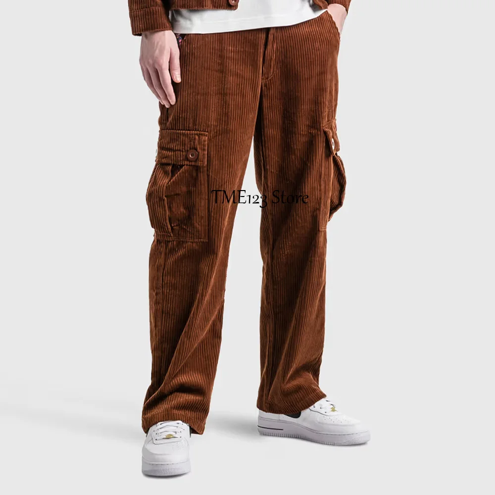 

Men's Trousers Corduroy Trouser for Man Wide-leg Classic Men's Pants Large Side Pockets Streetwear Clothing Casual Tailoring