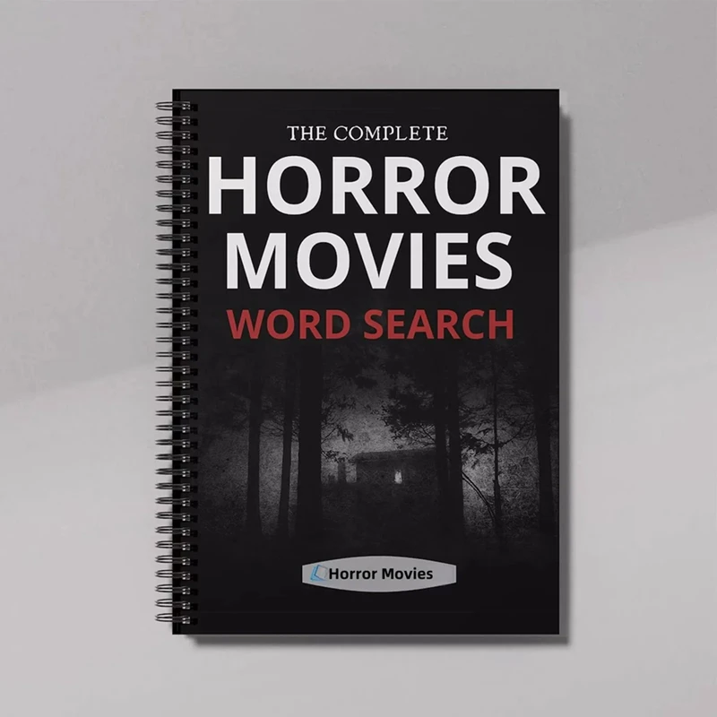 Películas de terror búsqueda de palabras: libro de rompecabezas de películas de terror, libro temático de terror para fanáticos de películas de terror