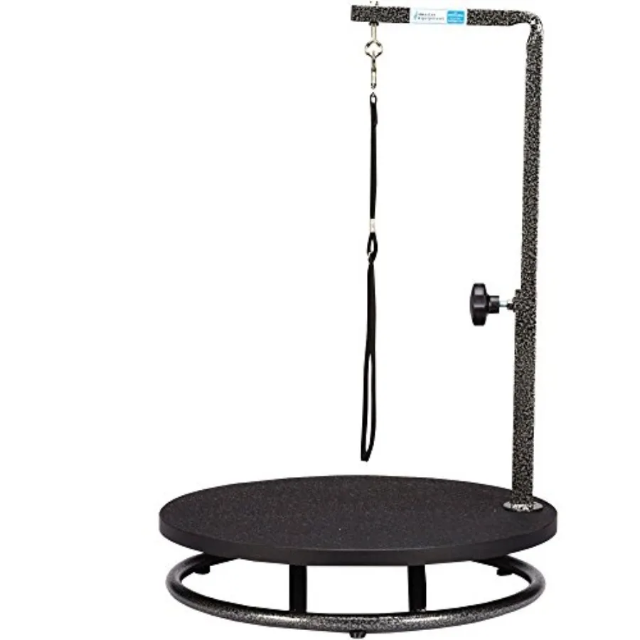 

Pet Edge Round Pet Grooming Table 18 Diameter Rotatable Grooming Table in Black for Small Dogs with Non-Slip Surface and Durabl