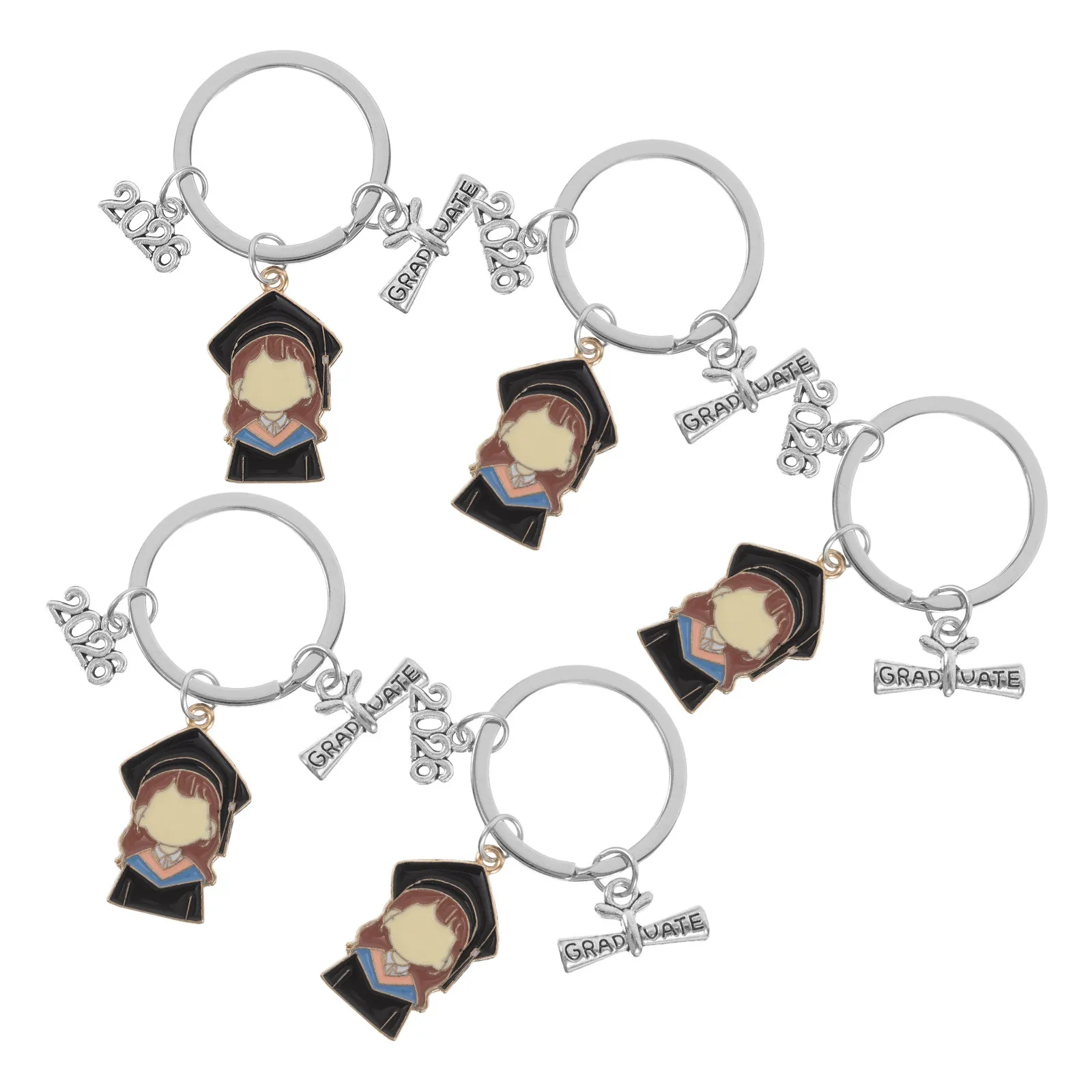 5Pcs Graduation Keychain Class of 2026 Bulk Grad Gifts Alloy Academic Cap Pendant for High School College Seniors Graduation