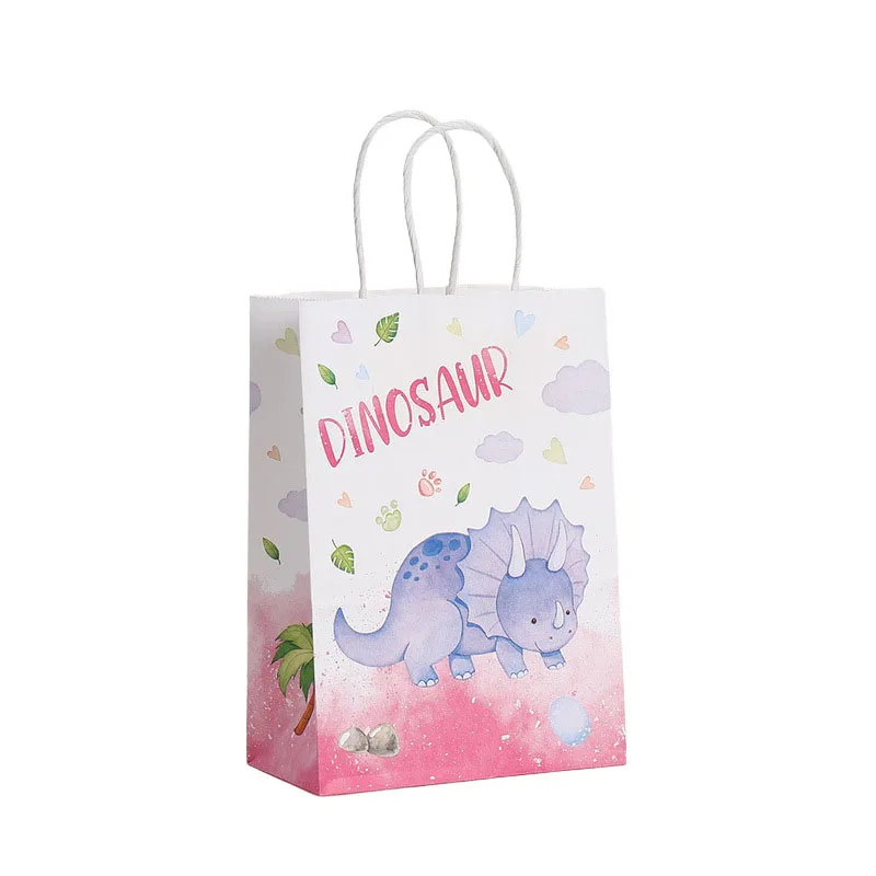 12Pcs Cartoon Dinosaur Theme Paper Gift Packing Bags Jungle Dino Candy Cookie Bag for Kids Birthday Baby Shower Party Deocration