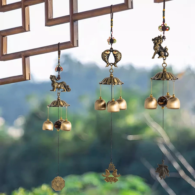 Retro Landscape Bell Metal Wall Pendant Wind Chimes Wall Hanging Ornament Garden Decoration Wind Bell Outdoor Home Porch Decor