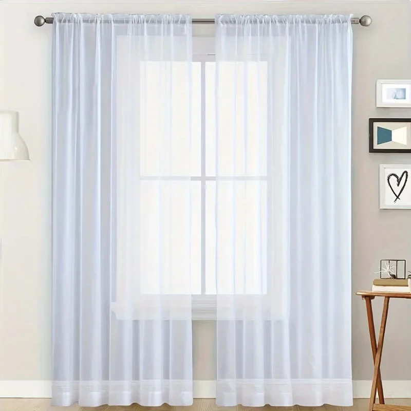 Semi-blackout Muslin Curtains for Living Room 140x260cm Modern Simple Polyester Mesh Curtains Home Window Decoration