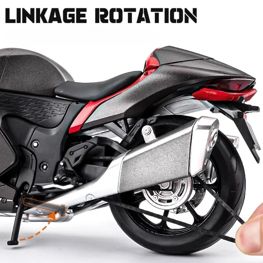 1:9 SUZUKI HAYABUSA Motorfiets Model Speelgoed Legering Lichaam Rubberen Banden Stuurophanging Motor Modellen Cool Licht Collectie Gift Jongen