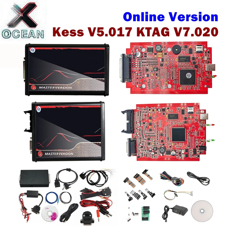 

Online Unlimited KESS 2.80 EU Red V5.017 KTAG V7.020 4 LED 2.25 OBD2 Car ECU Chip Tuning Kit 5.017 k-tag OBD2 Programmer Tools