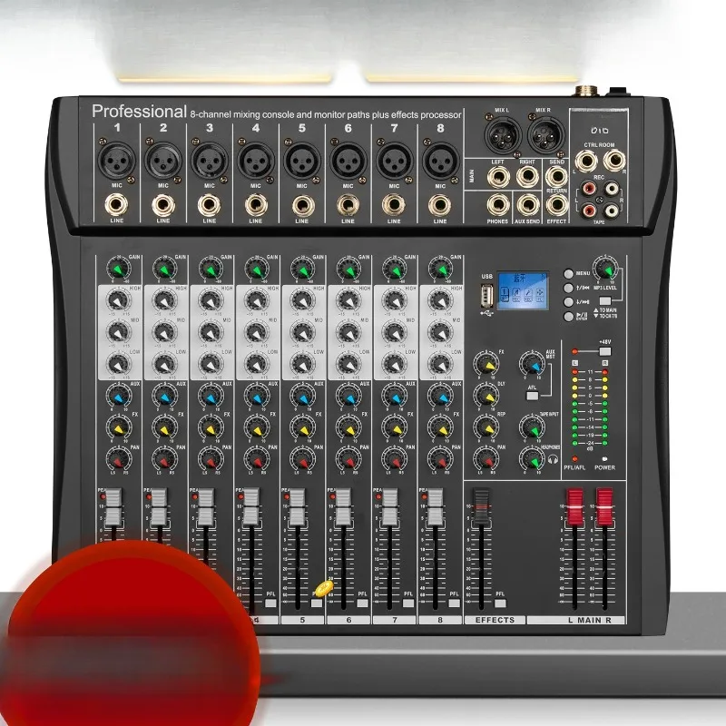 DT8 Professional 8-way Mixer DSP Effect USB Bluetooth Reverb Stage Performance Wedding Home K Song