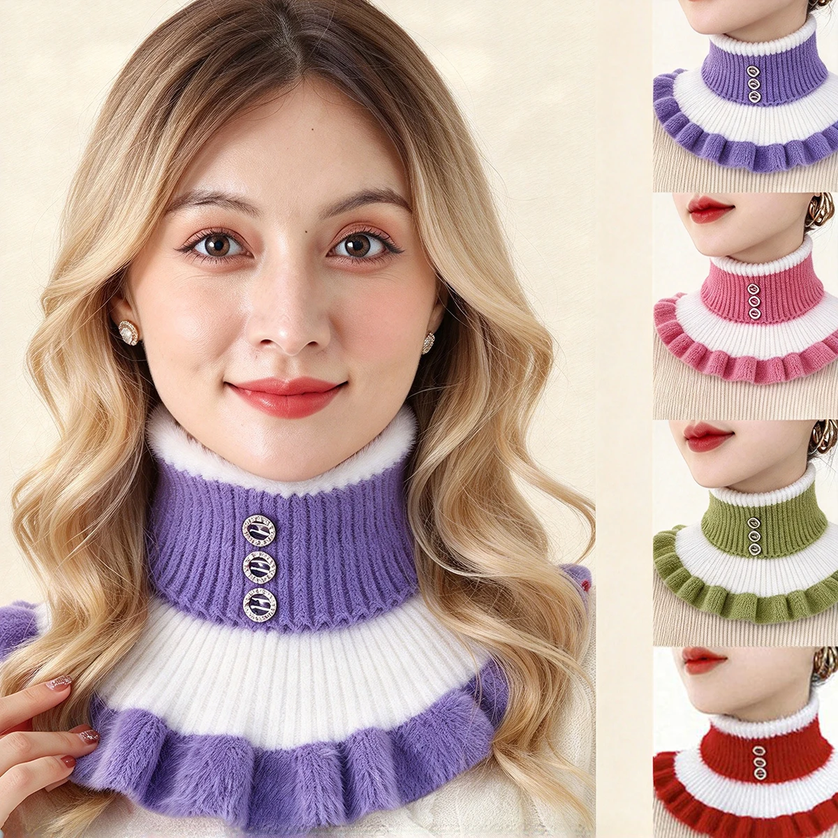 Knitted Collar Scarves for Women Detachable Fake High Collar Scarves Stripe Lapel Collar Neck Scarf Half Top For Most Costume