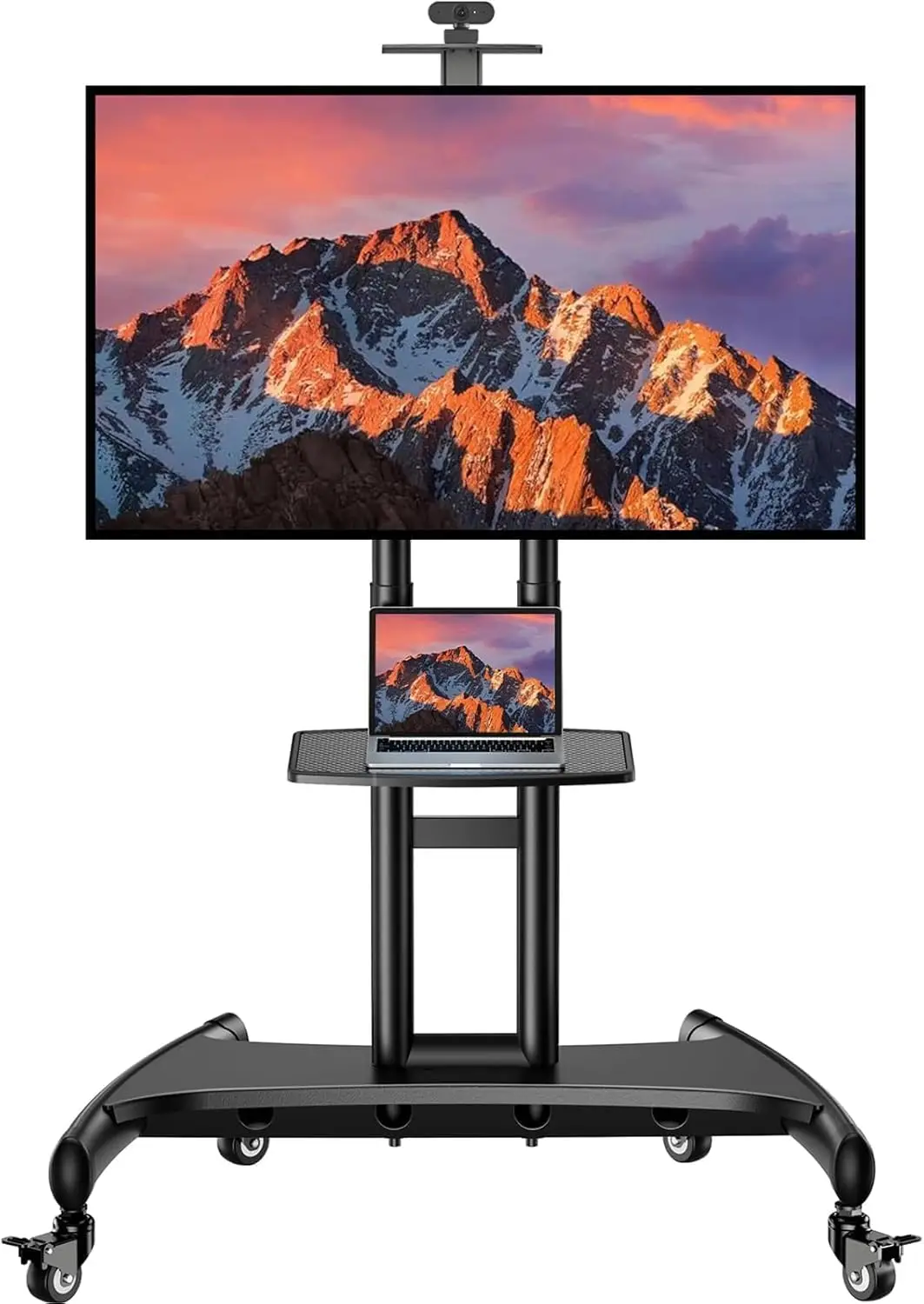

Rolling TV Stand with Wheels for 32-85 Inch TVs, Tilt Mobile Cart, Height Adjustable, Holds 100 lbs, VESA 600x400mm