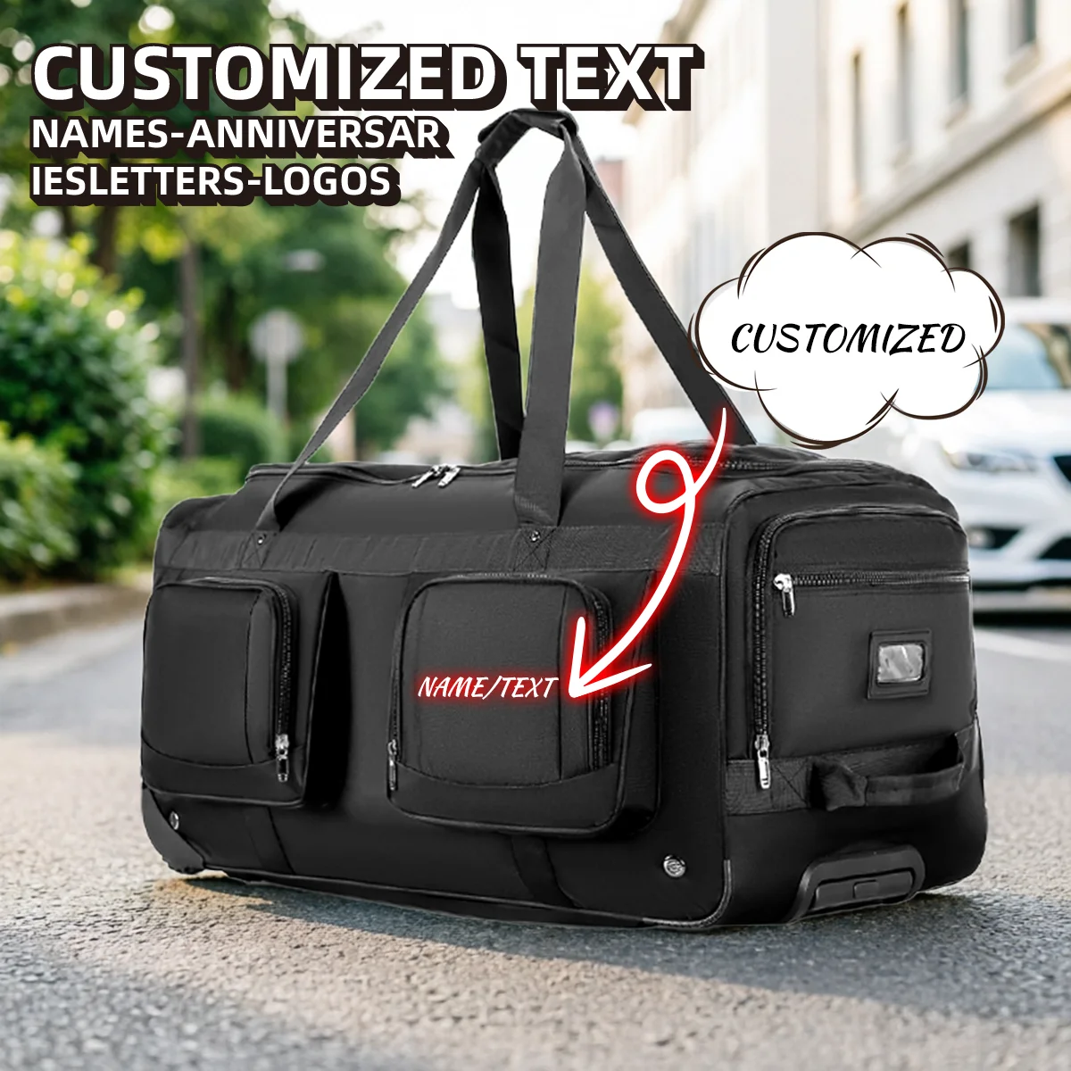 

Сумка-тележка с индивидуальным логотипом, вместительная сумка для регистрируемого багажа, походная сумка-дафл для кемпинга, портативная дорожная сумка для хранения одеял, персонализированная DIY-сумка