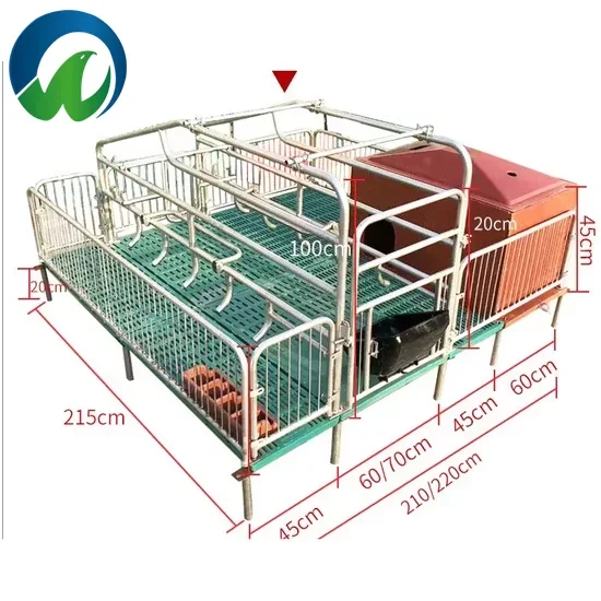 อุปกรณ์เลี้ยงหมูกรงหว่านหมู Farrowing Crates การเพาะพันธุ์/ลังพยาบาลพร้อมเครื่องให้อาหารสําหรับการเลี้ยงหมู