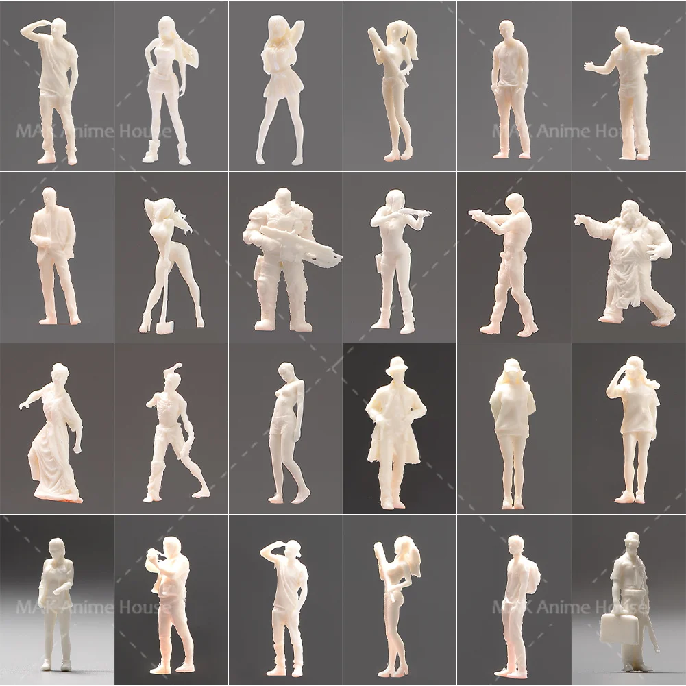 Blind Box Random Unpainted Miniatures 1/64 1/87 Scale Male Female Scene Figures 5-Piece Set Doll Model Scene Decoration Toy