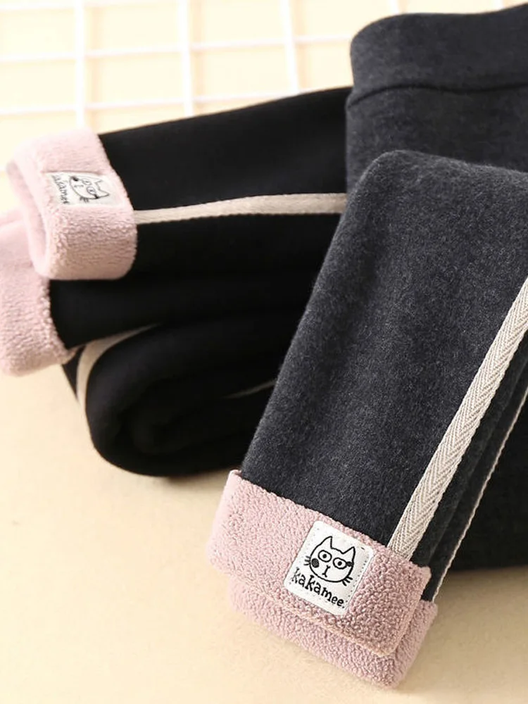 

Thiened Fce женские базовые брюки зимняя верхняя одежда брюки длинные брюки для девочек модная цельная бархатная теплая одежда