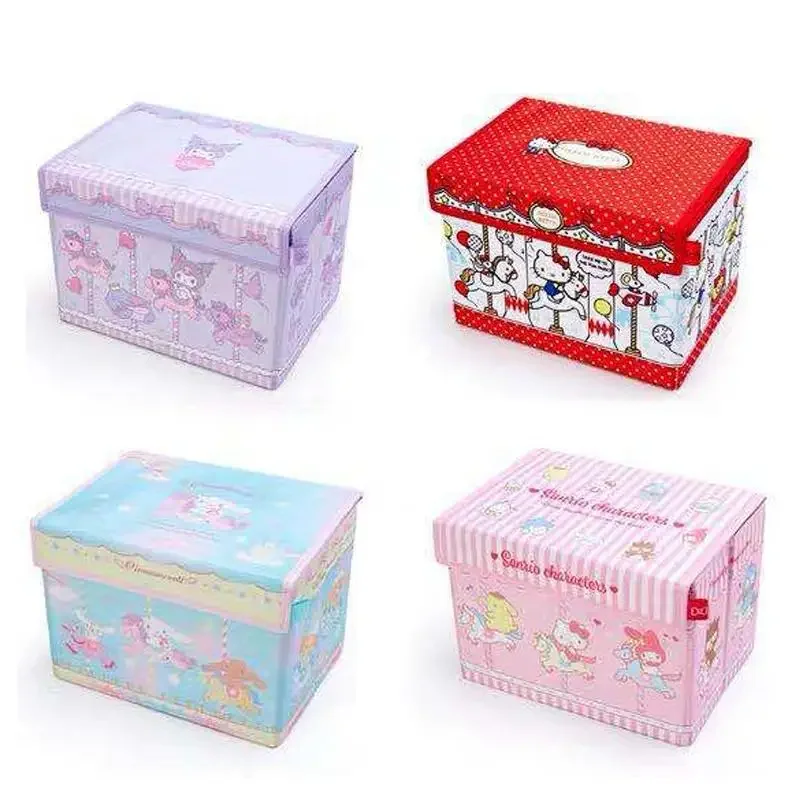 Anime Hello Kitty Aufbewahrungsbox Sanrios Flip Cover Desktop Kleinigkeiten Aufbewahrungsbox Büro Kawaii Cartoon Schlafzimmer Kleiderschrank faltbar