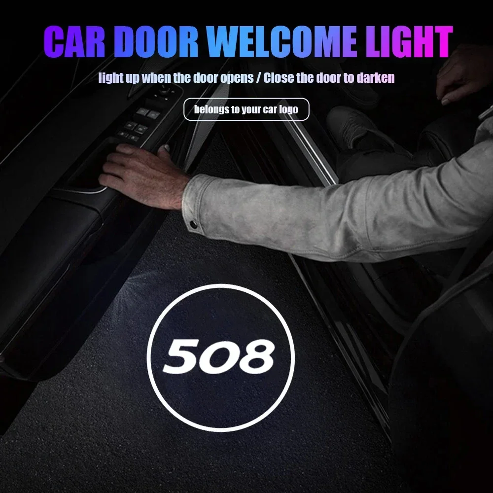 LED Car Door Welcome Lamp Courtesy Projector Ghost Shadow Lights for Peugeot 508 2010 2011 2012 2013 2014 2015 2016 Accessories