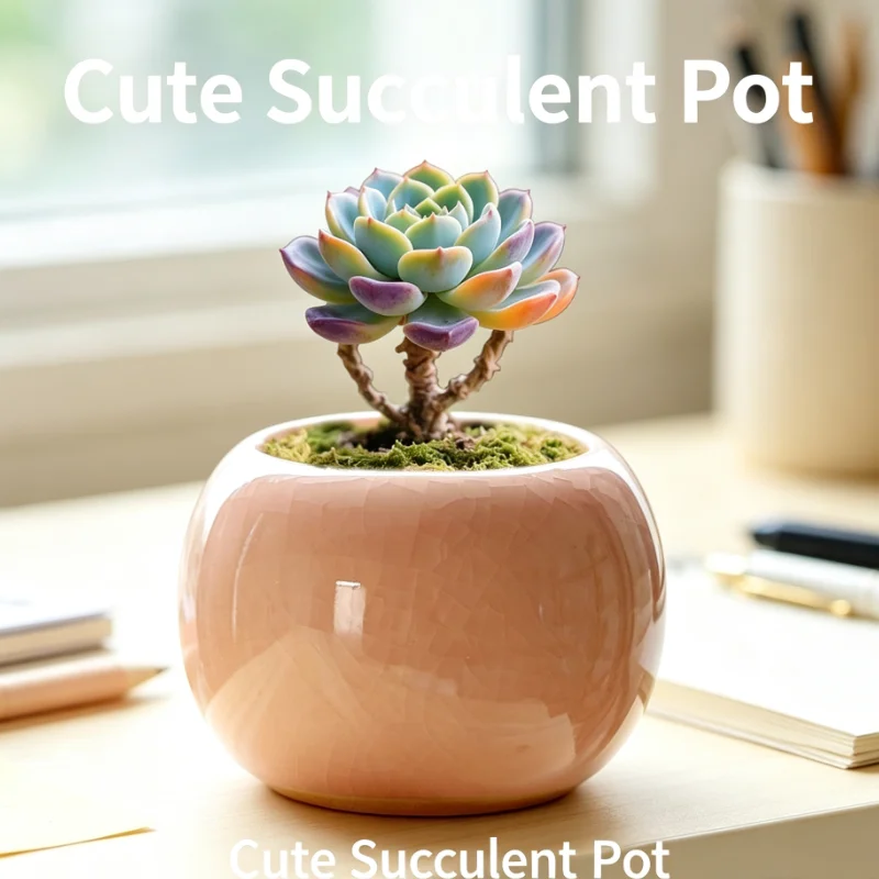 2pcs Cute Ceramic Planter With Crack Design For Home Organization Easy and convenient to use, applicable in multiple scenarios