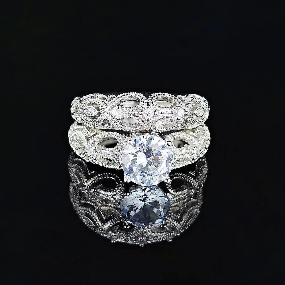 2-piece Ring Set, Fashionable Ring, High-end, Elegant, Trendy, Palace Style, Design Sense, Heart-shaped Flower Ring