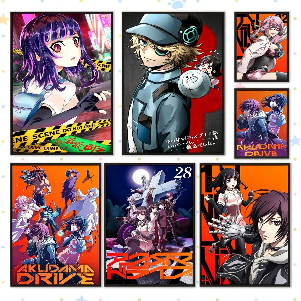 Anime Japanese Action Akudama Drive Poster PP Self Adhesive Wall Decor Aesthetic Bedroom Gaming Room Home Holiday Gift