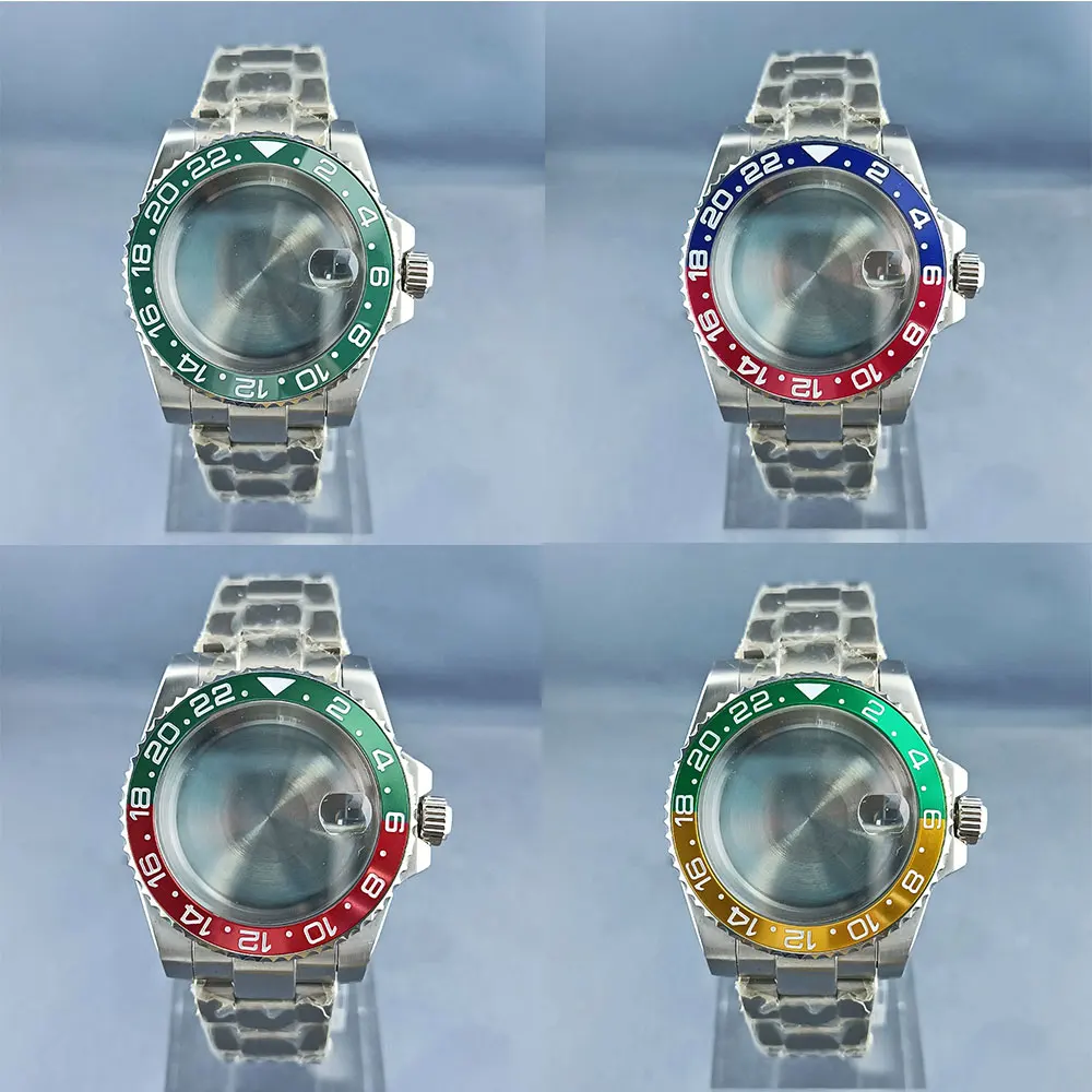 Серебряный корпус часов NH34 NH35 NH36 40 мм подходит для механизма NH34 NH35 NH36, корпус из нержавеющей стали, 120 кликов, сапфировое стекло