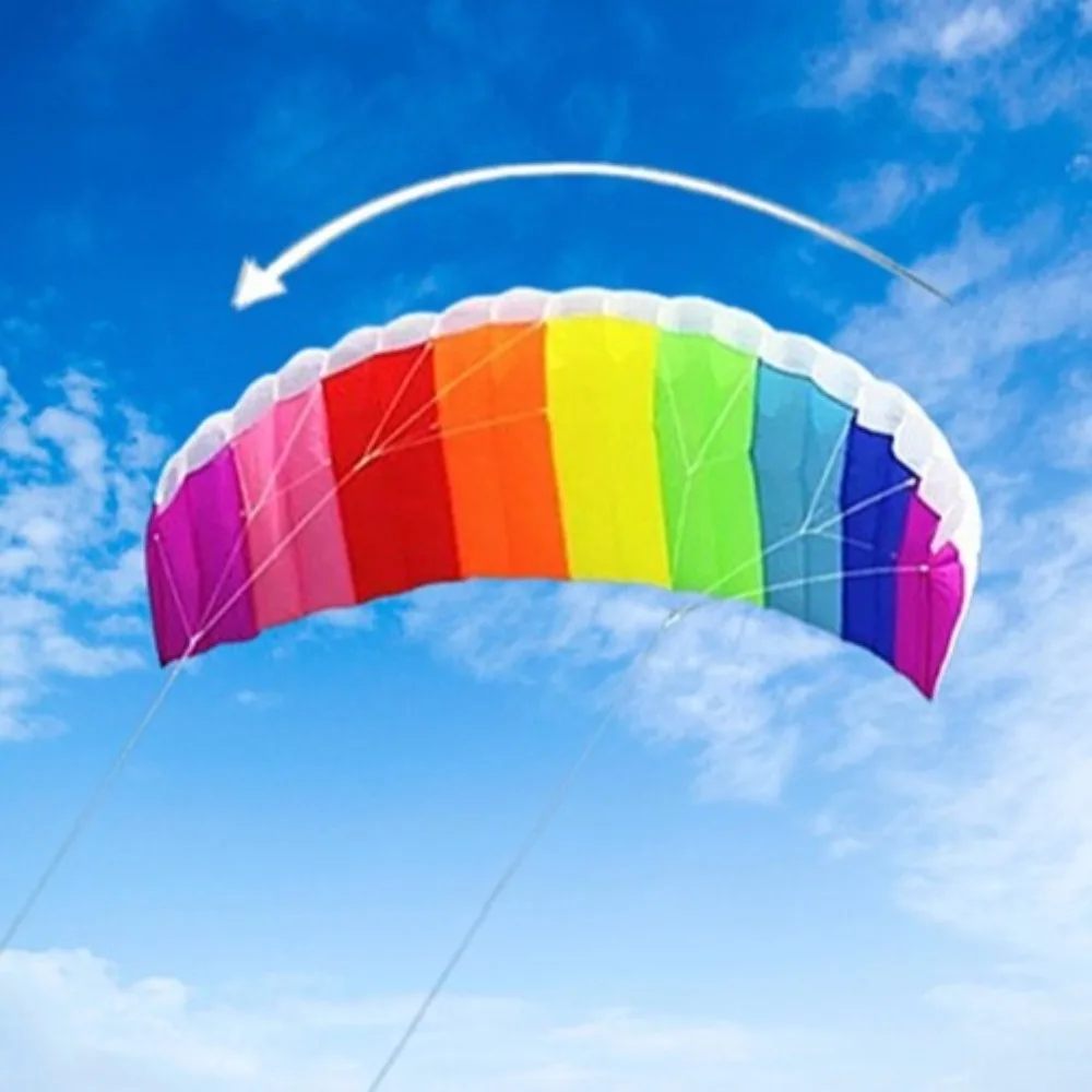 Einfach zu fliegender Regenbogen-Regenschirm-Drachen, doppelte Leistung, 30 Meter Linie, Parafoil-Drachen, gut fliegender Dual-Line-Soft-Drachen, Outdoor-Strand