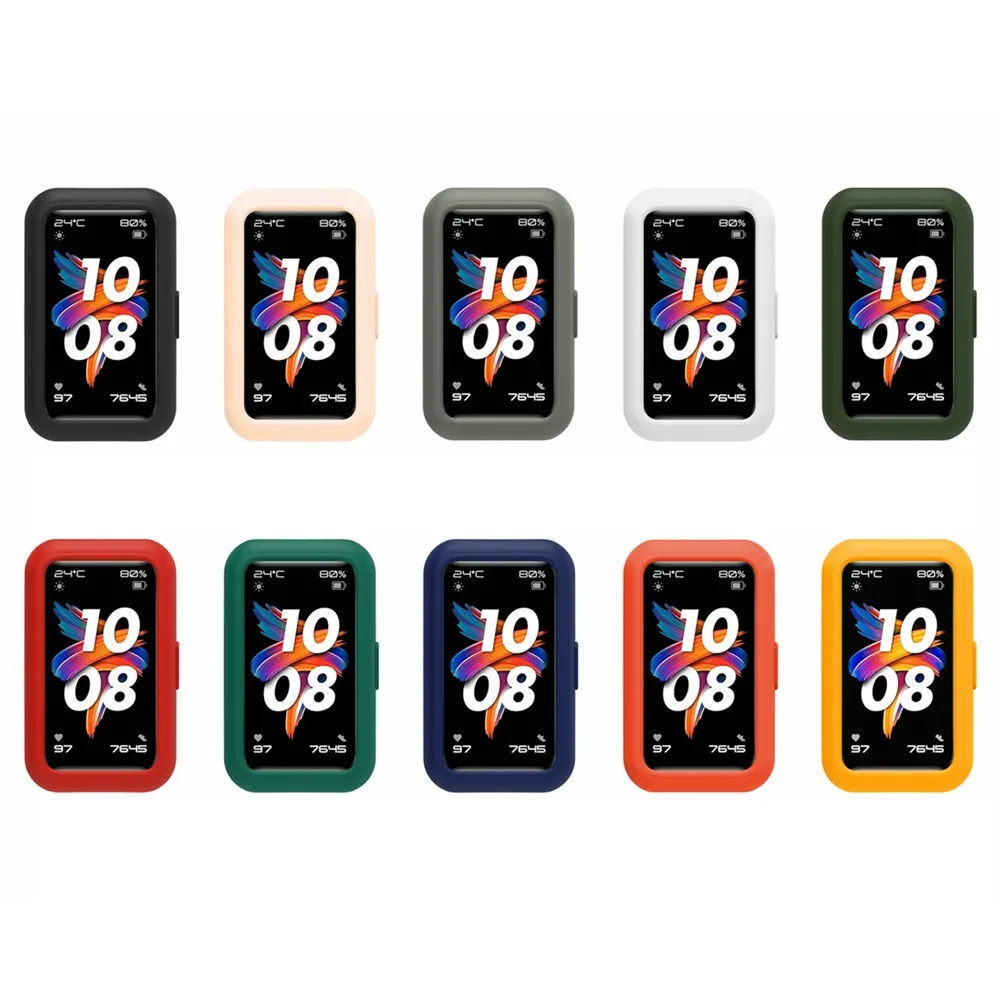 Casing pelindung silikon, penutup pelindung lembut warna-warni pencegahan jatuh tahan gores tahan guncangan untuk Huawei Band 7