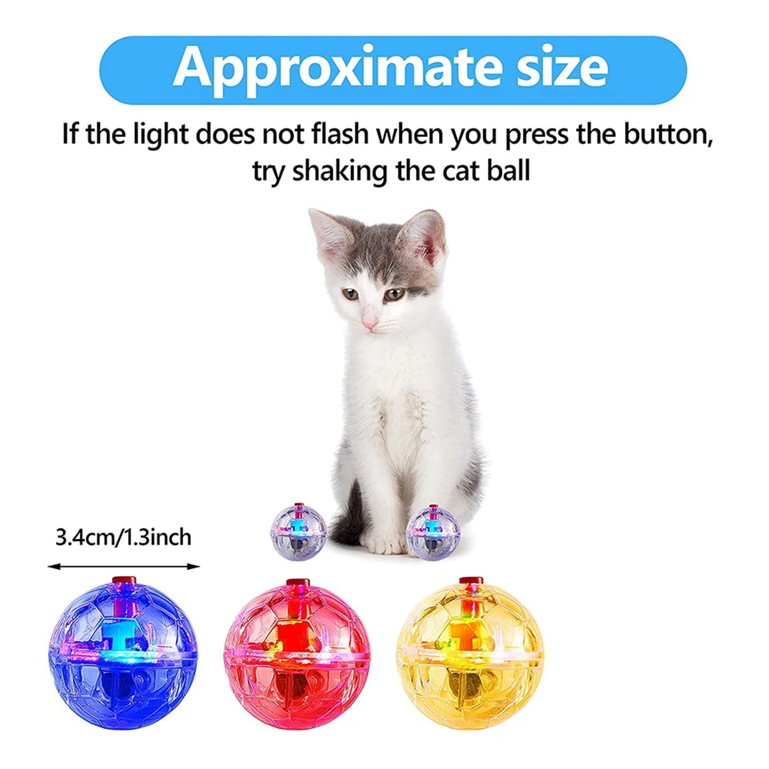 3Pcs Flash Ball Battery Powered Paranormal Equipment Portable Cat Small Motion Light Up Gift Interactive Pet Toy LED