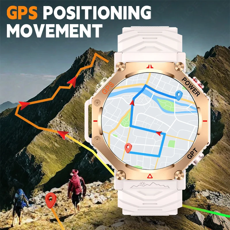 

LIGE GPS Smart Watch Premium Military Bluetooth Call Outdoor Sports 3ATM Waterproof AMOLED 1.39 Inch Screen New Smartwatch Men