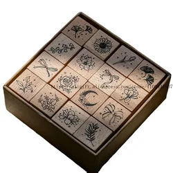 Wooden Seal Green Field Series Creative Simple Handbook Material Basic Printing Painting DIY Craft Standard Seal Card