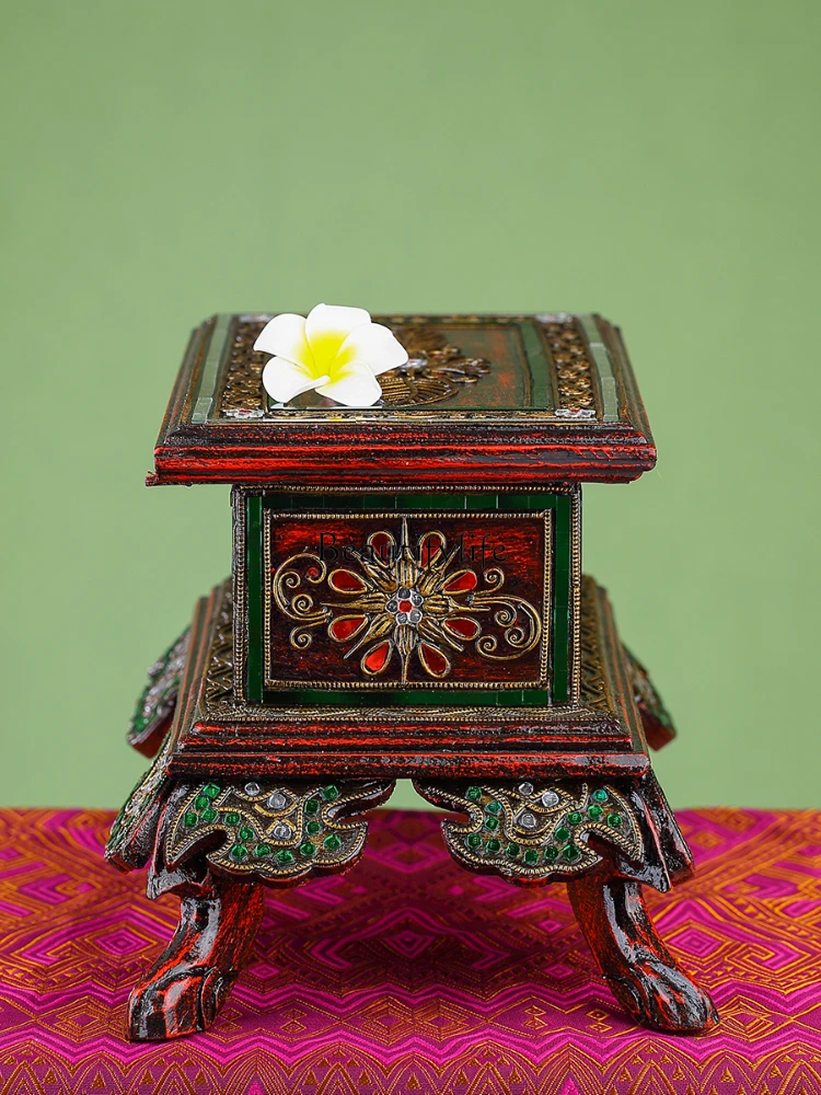 Southeast Asian Style Painted Jewelry Box Thailand Hallway Ornament Wooden Decorative Box