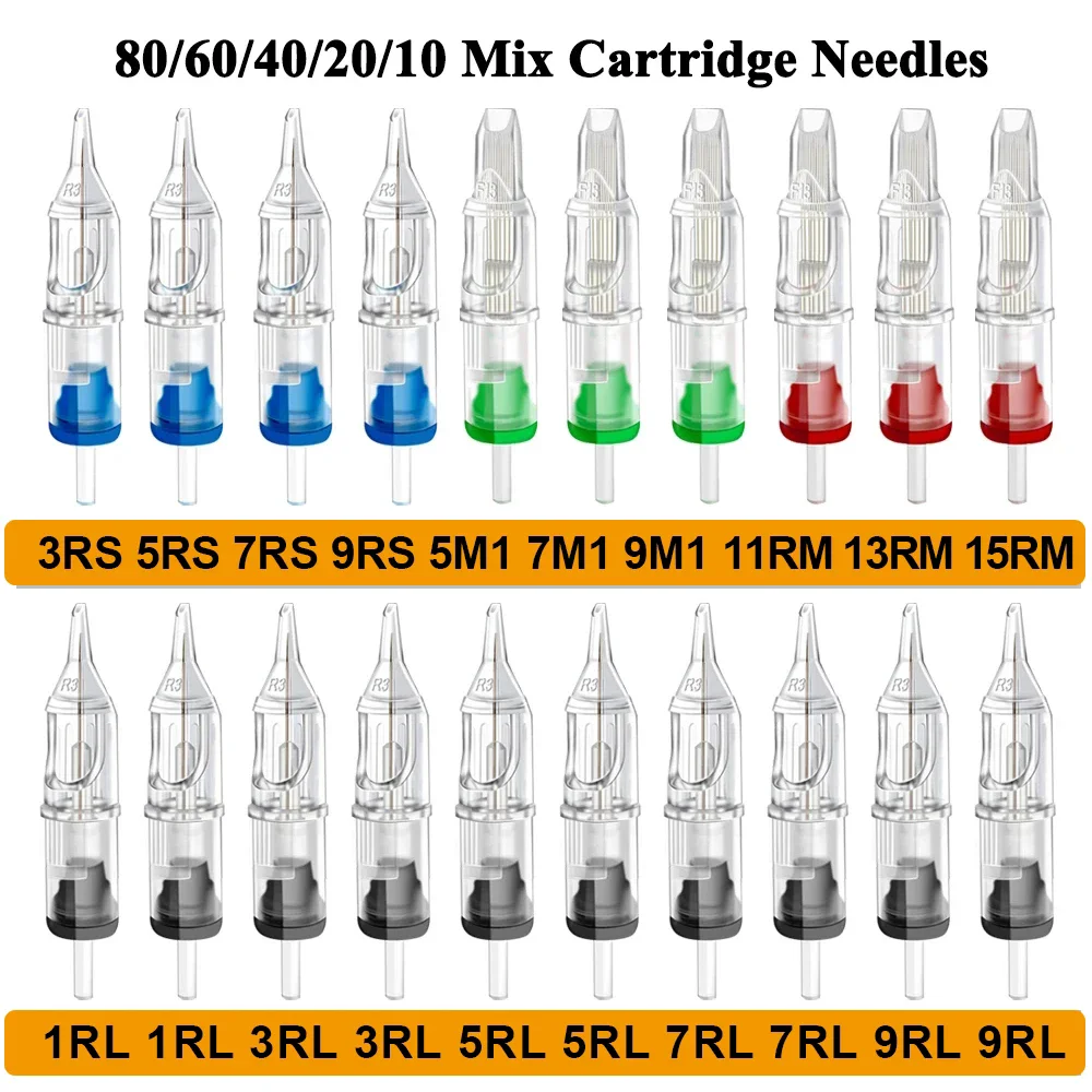 

Mixed Tattoo Cartridge Needles RL RS M1 RM Disposable Sterilized Tattoo Needles for Tattoo Pen Machine Needles 80/60/40/20/10pcs