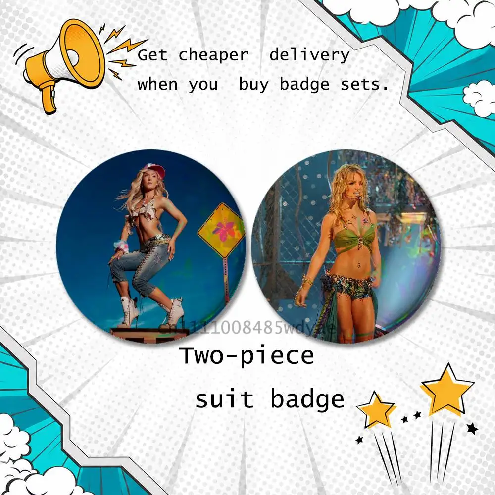2-piece set Pins Backpack Clothes Toxic B Pop Britney Spears Jewelry Accessories Cartoon Round Brooch Button Badge Gifts