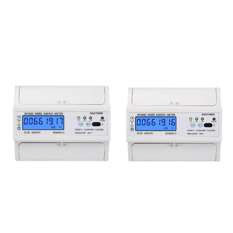 

1 Piece Din Rail Electric Three Phase Energy Meter RS485 Kwh Consumption Power Voltage Current Wattmeter Monitor Modbus (A)