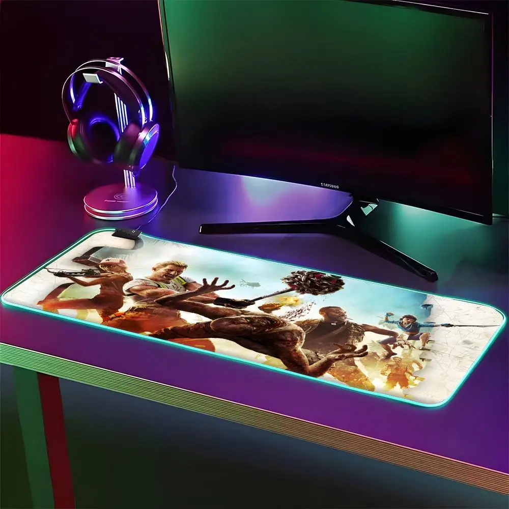 Dead Island 2 Mouse Pad RGB Gaming Mouse Pad Desk Mat HD Gamer Large LED Light XXL MousePads