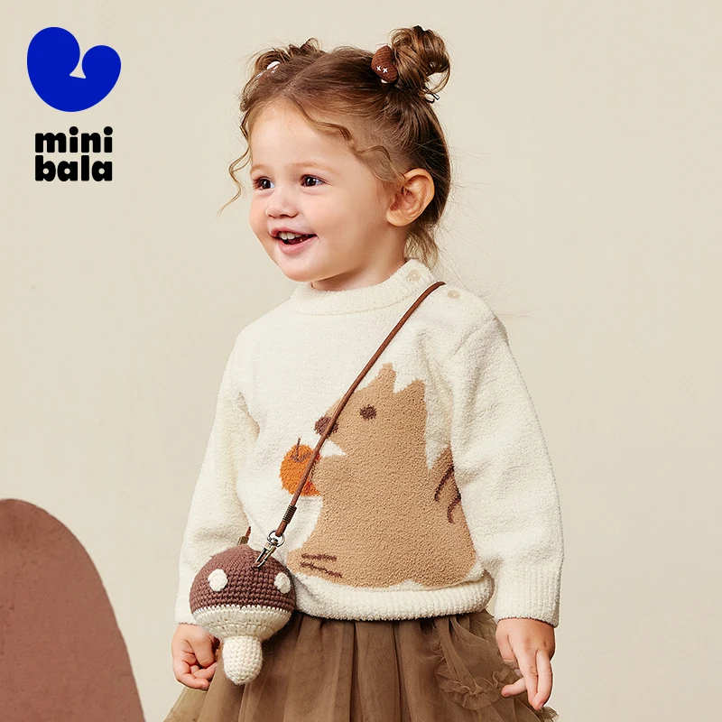 

Детский свитер Mini Bala 2025, новый зимний флисовый трикотаж с жаккардовым узором