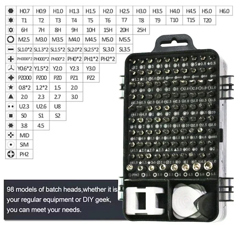 Jeu d'embouts isolés de précision magnétique, tournevis 115 en 1, multi-outils, outils à main de réparation de téléphone, acier au chrome vanadium de haute qualité