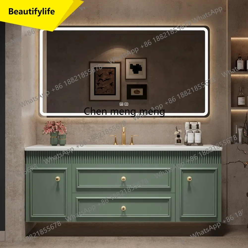 6239 Light luxury French retro oak bathroom cabinet combination washbasin sink bathroom cabinet