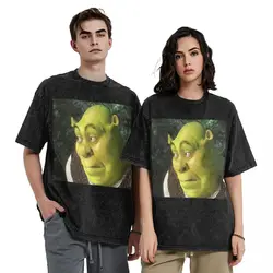 New Arrival Funny Shreks Meme T Shirt Merch for Men Women Shreks Face Washed Tees High Street T-shirt