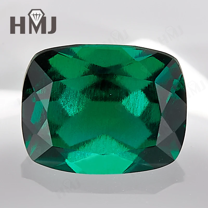 Lab Grown Zambian Emerald Rectangular Cushion Cutting Hydrothermal Hand Cut Cracks Inclusions Inside Selectable AGL Certificate