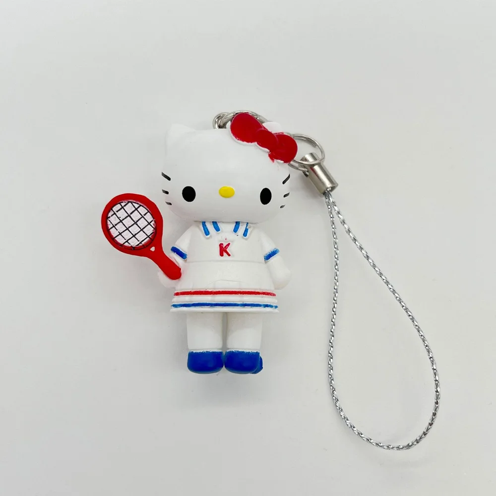 Cute 3D Hello Kitty Phone Charm Keychain Kawaii Wedding Leopard Print KT Cat Pendant Bag Hanging Ornament Girl Birthday Gift view 5