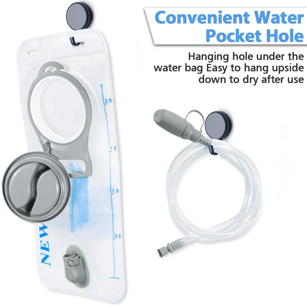 NEWBOLER Wasserblase 2L mit Weiter Öffnung Hydration Pack Reservoir BPA-freier PEVA-Wasserspeicherbeutel für Camping, Radfahren, Laufen, Wandern – Detail 3