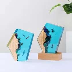 Creative Seabed World Organism Diving Exploration Nuclear Epoxy Resin Shark Turtle Desk Accessories Home Room Decor Night Light