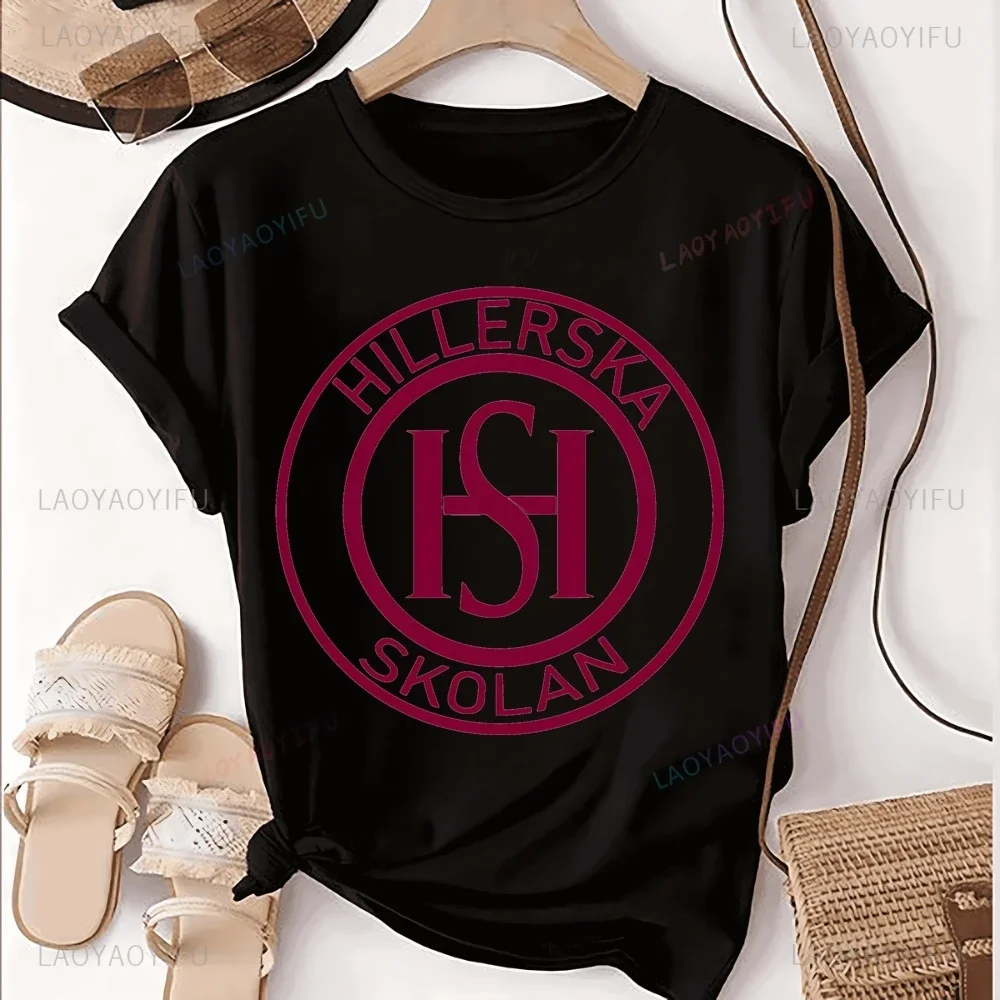 Casual Young Royal Hillerska Skolan Print T-shirt Top Hillerska Skolan Trend Short Sleeve Unisex Shirt Pattern Oversized T-shirt