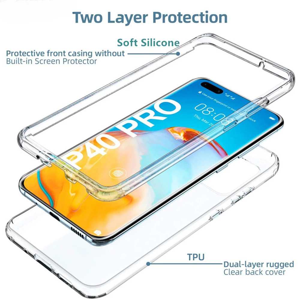 360 Front Back Protective Phone Case For Huawei P40 P30 P20 Lite Honor 20 Pro Mate 20 30 Lite P Smart 2021 V30 V20 Cover Coque