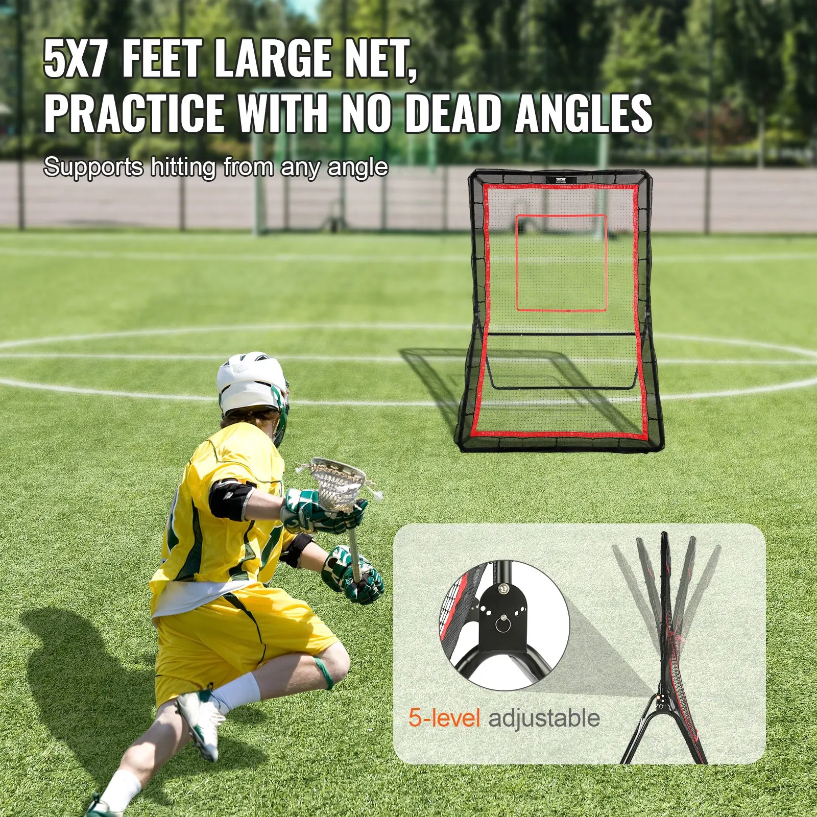Lacrosse Rebounder للفناء الخلفي، شبكة خلفية للكرة الطائرة مقاس 5 × 7 أقدام، تدريب إرجاع البيسبول على إرجاع البيسبول