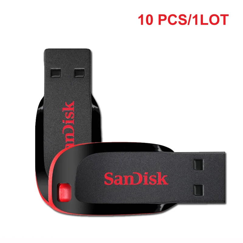 

10PCS/LOT SanDisk Cruzer Blade CZ50 USB Flash Drive 128GB 64GB 32GB 16GB Pen Drive USB 2.0 Support Official Verification