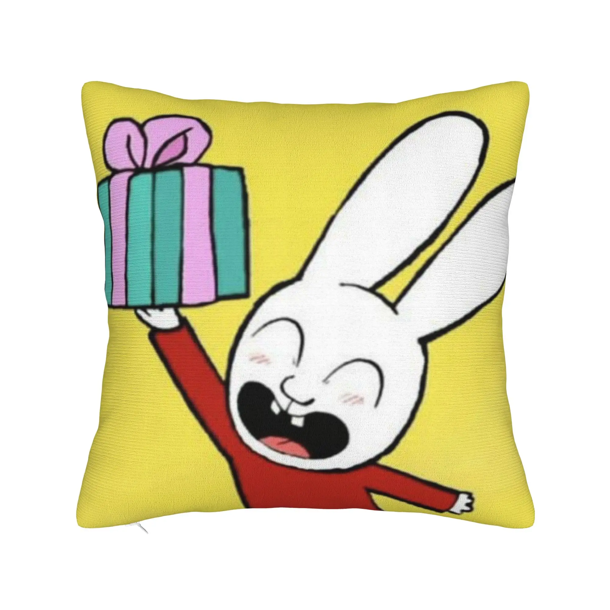 S-Simon Super Rabbit Pillow Cover  Soft Cushion Cover Novelty Pillow Case For Living Room Sofa
