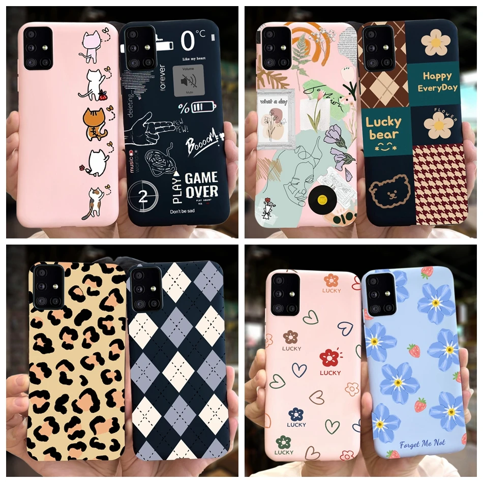 Cute Cartoon Phone Case For Samsung Galaxy M51 M31 Candy Color Soft Silicone Back Cover For Samsung M51 SM-M515F M31 Prime M315F