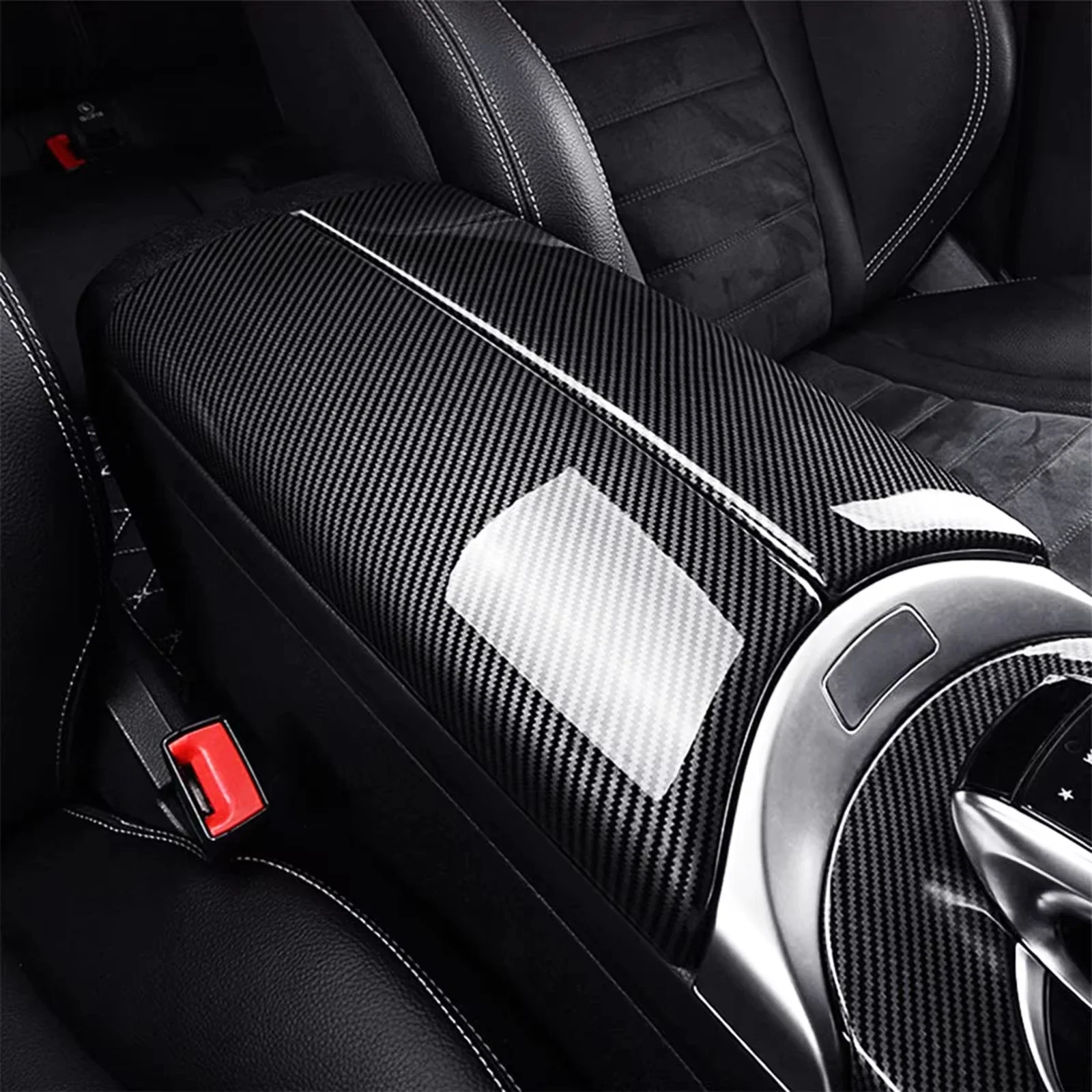 

For Mercedes-Benz C E Glc Class W205 W213 X253 Abs Carbon Fiber Color Car Interior Center Armrest Box Trim Cover